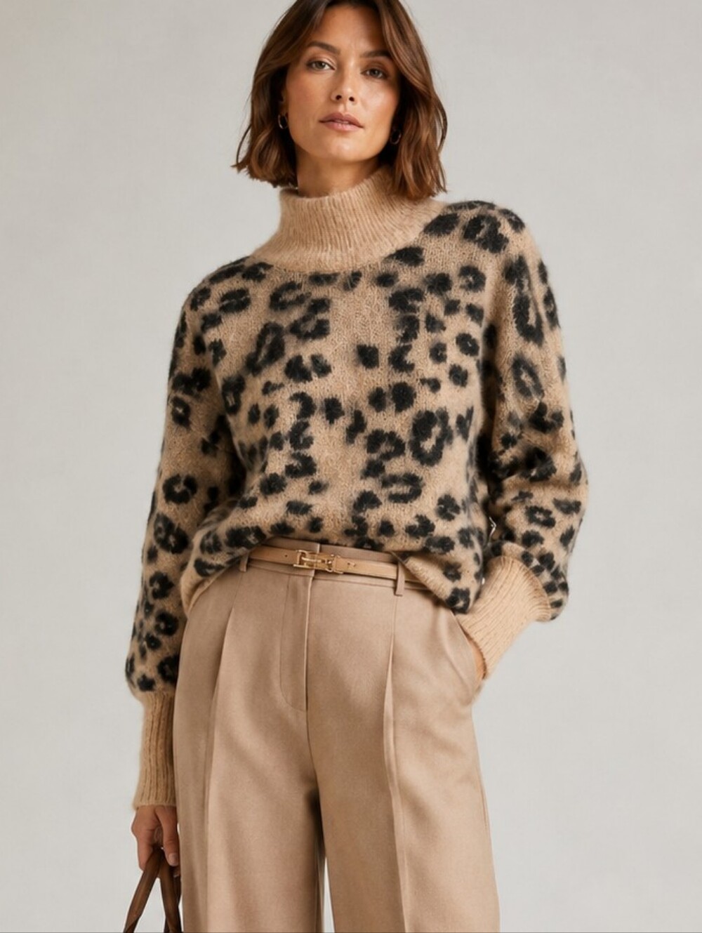 Leopard Turtleneck Sweater by Wild Fern